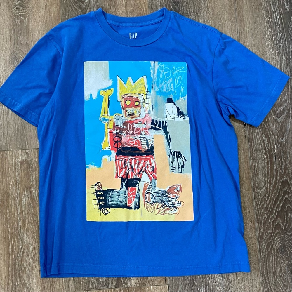 GAP x Basquiat Graphic Tee – Size Small – Artsy Bold King Print Urban Size small